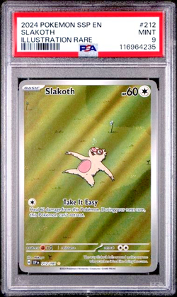 2024 POKEMON SSP EN-SURGING SPARKS ILLUSTRATION RARE #212 SLAKOTH PSA 9 - Image 1