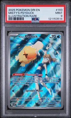 PSA 9 MINT Misty's Psyduck Destined Rivals Illustration Rare Pokemon 193/182 - Image 1
