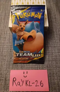 Pokemon Sun Moon Team Up Booster Pack Sealed Snorlax Eevee Artwork - Image 1