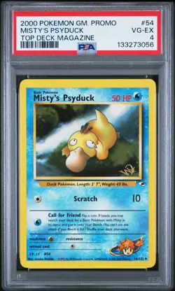 2000 POKEMON GAME PROMO TOP DECK MAGAZINE #54 MISTY'S PSYDUCK PSA 4 - Image 1