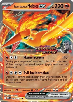 Pokemon TCG Team Rockets Moltres EX Destined Rivals 031/182 Stamped UPC - NM - Image 1