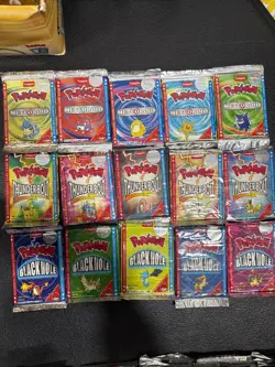 2004 Funskool Pokemon Sealed TCG X 15 Packs Meteoroid + Blackhole + Thunderbolt - Image 1