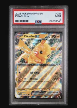 PSA 9 - 2025 POKEMON PRE EN-PRISMATIC EVOLUTIONS 028 PIKACHU EX - Image 1