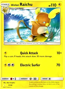 Pokemon TCG Pokemon Alolan Raichu Uncommon NON-HOLO 017 - Image 1