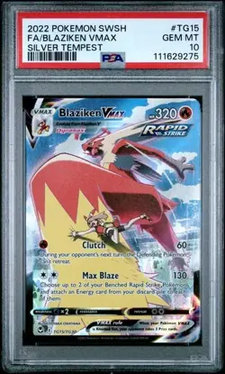 Pokemon 2022 Blaziken VMAX TG15/TG30 Full Art Silver Tempest GEM MINT PSA 10 - Image 1