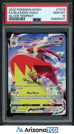 Pokemon 2022 Blaziken VMAX TG15/TG30 Full Art Silver Tempest GEM MINT PSA 10 - Image 1