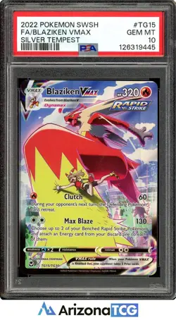 Pokemon 2022 Blaziken VMAX TG15/TG30 Full Art Silver Tempest GEM MINT PSA 10 - Image 1