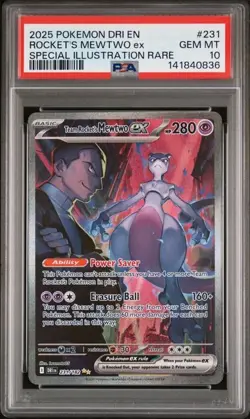 Pokemon 2025 Team Rocket's Mewtwo ex 231/182 SIR Destined Rivals GEM MINT PSA 10 - Image 1