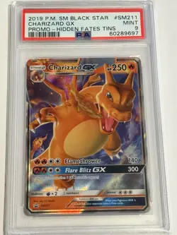 2019 Pokemon Hidden Fates Charizard GX Black Star Promo #SM211 PSA 9 MINT - Image 1