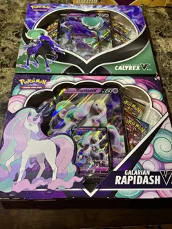 Lot of 4 Pokemon Boxes: Galarian Rapidash V, Alakazam V, Calyrex V, Pikach V - Image 2