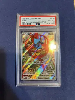 Pokemon Center Exclusive Stamped Promo Riolu Black Star Promo PSA 8 MEP 2025 - Image 1