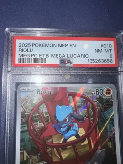 Pokemon Center Exclusive Stamped Promo Riolu Black Star Promo PSA 8 MEP 2025 - Image 3
