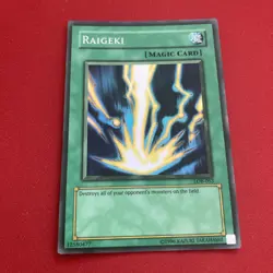 Faded looking Yu-Gi-Oh! TCG card RAIGEKI LOB-053 from 2002 legend of blue eyes - Image 1
