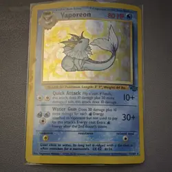 Pokemon TCG Vaporeon Base Set Holo Rare 12/64 1999 English Card 80 HP - Image 1