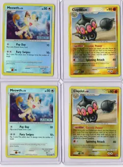 Meowth 106/146 & Claydol 15/106 Reverse Holo-Pokemon Cards Lot of 4(MP) - Image 1
