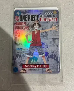 RARE One Piece Monkey D. Luffy US Voyage College Basketball Promo Card SEALED - Image 1