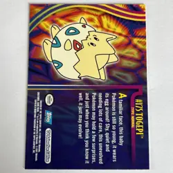2001 Topps Pokemon Johto Series #175 Togepi- blue label NM - Image 2