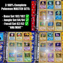 Pokemon Master Set 100% Complete Base Set 102/102 Jungle 64/64 Fossil 62/62 NM - Image 1