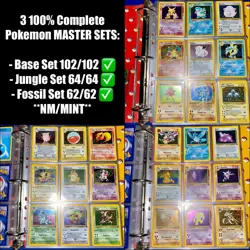 Pokemon Master Set 100% Complete Base Set 102/102 Jungle 64/64 Fossil 62/62 NM - Image 1