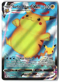 Surfing Pikachu VMAX ⭐ 009/025 Holo Rare VMAX Celebrations 2021 Pokemon NM - Image 1