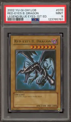 Yu-Gi-Oh! Red-Eyes B. Dragon Legend of Blue Eyes 1st Ed Ultra Rare LOB-070 PSA 9 - Image 1