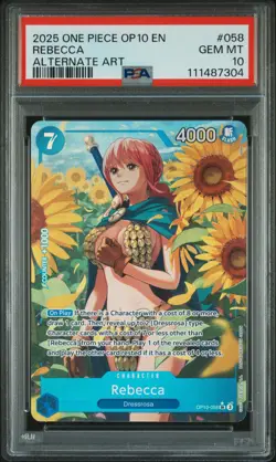 One Piece Rebecca (Parallel) OP10-058 Royal Blood Foil PSA 10 Gem Mint English - Image 1