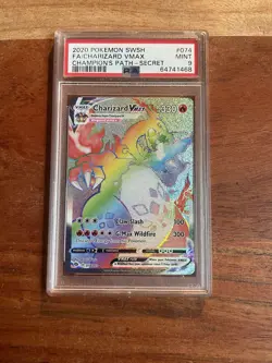 2020 Pokemon SWSH Champions Path Charizard VMAX Secret Rare PSA 9 Mint - Image 1