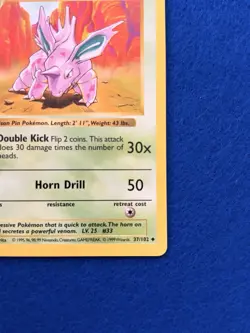 Pokemon Card - Nidorino Base Set (Shadowless) 37/102 Uncommon 1st Edition - Image 5