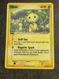 Pokemon Minun Card EX Deoxys 41/107 Vintage Pokemon TCG - Image 1