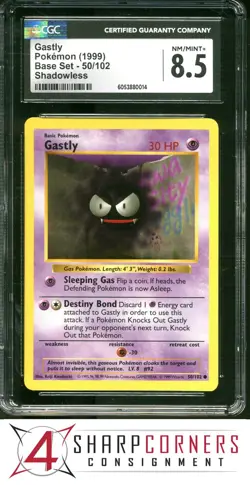 1999 POKEMON BASE SET SHADOWLESS #50 GASTLY CGC 8.5 - Image 1