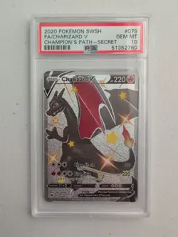 Charizard V Full Art Secret 2020 Pokemon Champions Path #079 PSA 10 - Image 1