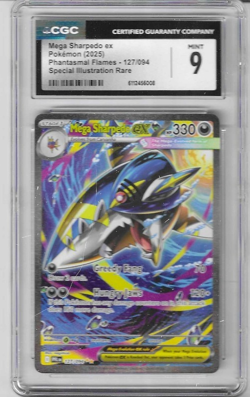 2025 Pokemon Phantasmal Flames MEGA SHARPEDO ex SIR 127/094 CGC 9 MINT - Image 1