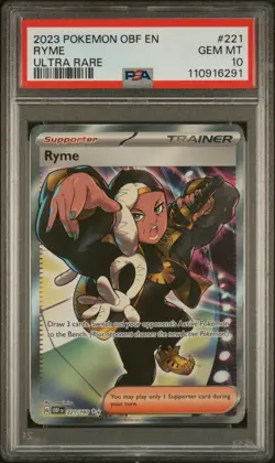 PSA 10 GEM Mint Ryme 221/197 Ultra Rare Full Art - Pokemon SV03 OBF - Image 1