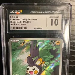 CGC 10 Emolga 116/086 AR Art Rare Black Bolt sv11B Pokemon Card - Image 2