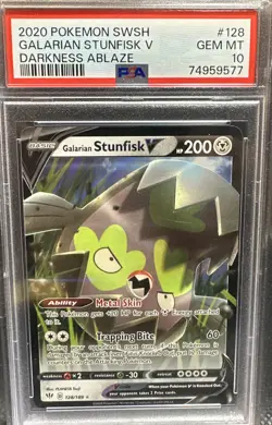 2020 POKEMON SWSH GALARIAN STUNFISK V DARKNESS ABLAZE - Image 1