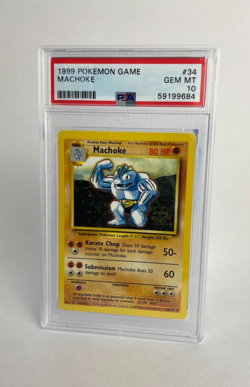 1999 POKEMON BASE SET UNLIMITED #34 MACHOKE PSA 10 - Image 1