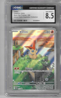 2025 POKEMON UNOVA VICTINI BLACK STAR PROMOS 208 ILLUSTRATION COLLECTION CGC 8.5 - Image 1