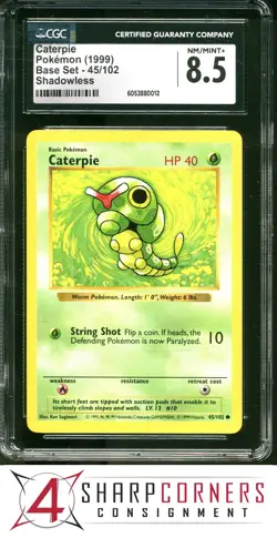 1999 POKEMON BASE SET SHADOWLESS #45 CATERPIE CGC 8.5 - Image 1