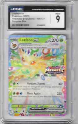 2025 POKEMON LEAFEON EX PRISMATIC EVOLUTIONS 006/131 SURPRISE BOX STAMPED CGC 9 - Image 1