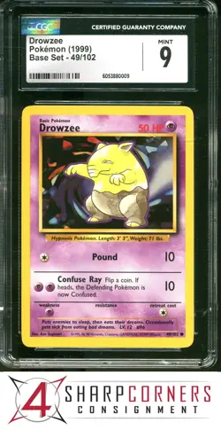 1999 POKEMON BASE SET #49 DROWZEE CGC 9 - Image 1