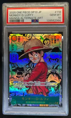 2025 One Piece (JP) Monkey D. Luffy Manga Alternate Art #OP13-118 PSA 10 - Image 1