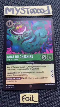 Carte Disney Lorcana TCG Chat De Cheshire 75/204 Super Rare Foil Chapitre 2 Neuf - Image 1