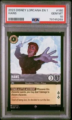 Disney Lorcana Hans Thirteenth in Line Super Rare Non Foil PSA 10 #180 FROZEN - Image 1