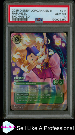 RAPUNZEL ENCHANTED DISNEY LORCANA EN 8-REIGN OF JAFAR 2025 214 PSA 10 - Image 1