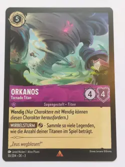 Disney Lorcana Karte Orkanos - Tornado Titan 3INK 55/204 Rare Selten deutsch - Image 1