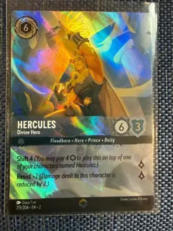 Disney Lorcana Rise of the Floodborn Enchanted Hercules Divine Hero 215/204 - Image 1
