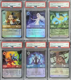Lot (6) 2023 Disney Lorcana EN P1 D100 Collector Ed Sequential #18-23 PSA 9 - Image 1