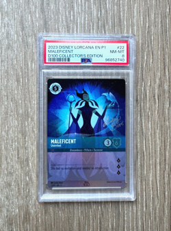 Disney Lorcana Maleficent "Uninvited" D100 Collector's Set PSA 8 - Image 1
