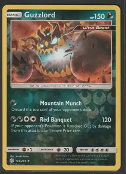 POKEMON GUZZLORD 136/236 RARE COSMIC ECLIPSE REVERSE HOLOFOIL NM CARD - Image 1