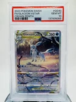 2023 POKEMON SWORD & SHIELD CROWN ZENITH #GG40 FULL ART/GLACEON VSTAR PSA 10 - Image 1